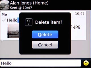Scroll to Delete and press the Navigation key to confirm.