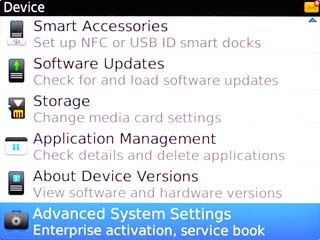 Scroll to Advanced System Settings and press the Navigation key.