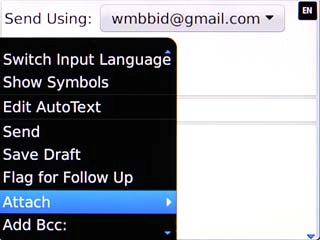Scroll to Attach and press the Navigation key.