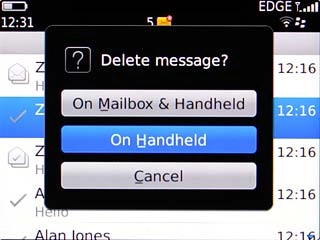 To keep a copy on the server:Scroll to On Handheld and press the Navigation key.