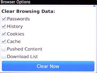 Scroll to Clear Now and press the Navigation key.