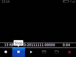 Highlight the stop icon and press the Navigation key to save the video clip.