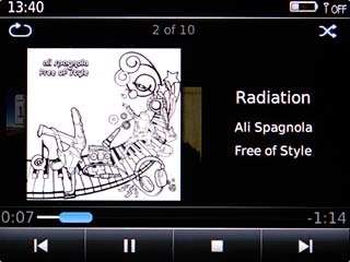 To fast forward or rewind the current audio file:Highlight the indicator and drag it right or left.