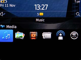 Scroll to Music and press the Navigation key.