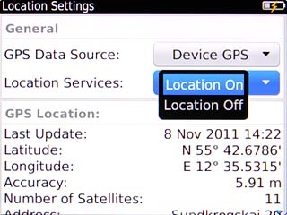 Highlight Location On or Location Off and press the Navigation key.