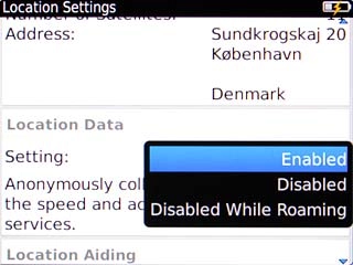 Highlight Enabled, Disabled or Disabled While Roaming and press the Navigation key.
