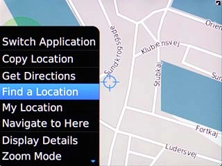 Scroll to Find a Location and press the Navigation key.