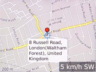 The selected destination is displayed as a point on the map.