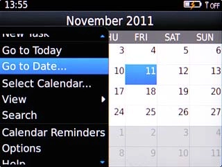Scroll to Go to Date... and press the Navigation key.