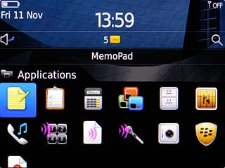 Scroll to MemoPad and press the Navigation key.