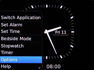 Scroll to Options and press the Navigation key.