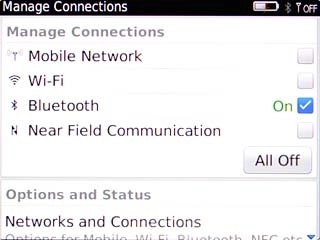 When the box next to the menu item is ticked (V), Bluetooth is turned on.
