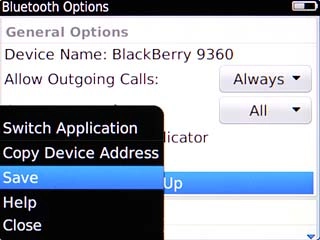 Scroll to Save and press the Navigation key.