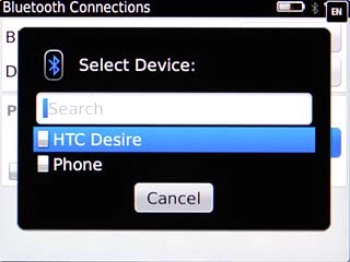 Highlight the required device and press the Navigation key.Check that the same access code is displayed on both devices.