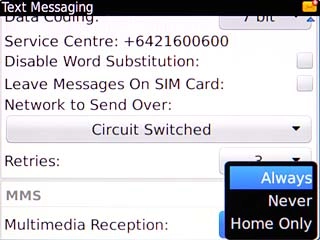 Scroll to Always and press the Navigation key.