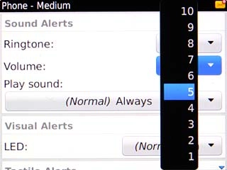 Highlight the required ring volume and press the Navigation key.