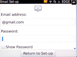 Highlight the field below Password and key in the password for your email account at your email provider.