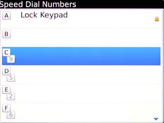 Highlight the required speed dialling key and press the Navigation key.