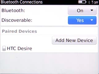 Scroll to Discoverable and press the Navigation key.