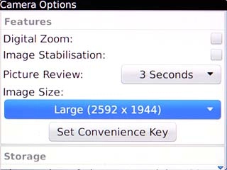 Scroll to Image Size and press the Navigation key.
