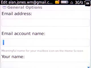 Highlight the field below Email account name and key in a name for the email account (such as 