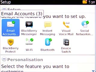 Scroll to Email Accounts... and press the Navigation key.