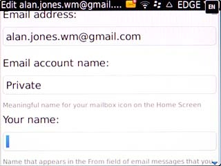 Highlight the field below Your name and key in the required sender name.
