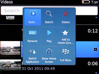 Scroll to Send... and press the Navigation key.