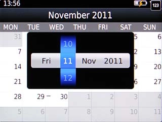 Highlight date, month and year and slide up or down to set the date.