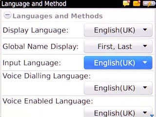 Scroll to Input Language and press the Navigation key.