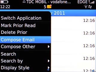 Scroll to Compose Email and press the Navigation key.