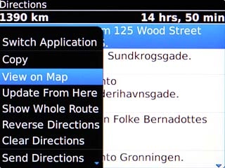 Scroll to View on Map and press the Navigation key.
