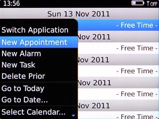 Scroll to New Appointment and press the Navigation key.
