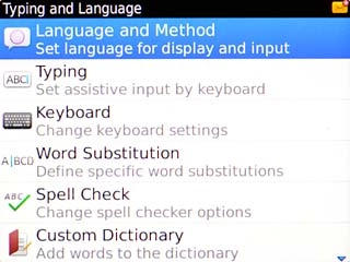 Scroll to Language and Method and press the Navigation key.