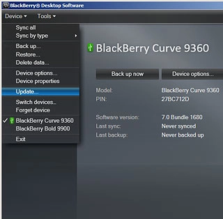 Select Update... to search for updates, if anyThe phone software is updated.
