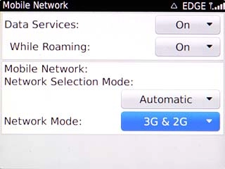 Scroll to Network Mode and press the Navigation key.
