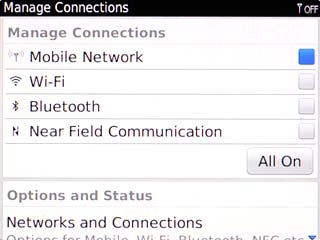 When the box next to the menu item is empty, flight mode is turned on.