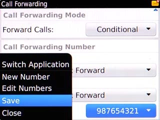 Scroll to Save and press the Navigation key.A request to turn on the setting is sent to the network.