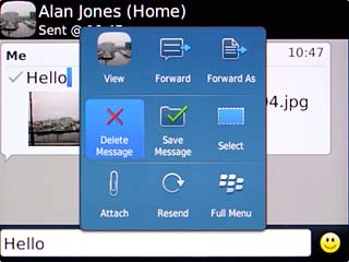 Scroll to Delete Message and press the Navigation key.