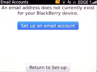 Scroll to Set up an email account and press the Navigation key.
