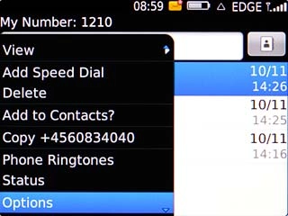 Scroll to Options and press the Navigation key.