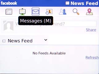 Scroll to the messages icon and press the Navigation key.