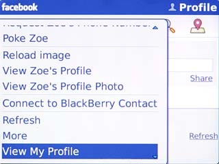 Scroll to View My Profile and press the Navigation key.