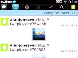 Scroll to the mentions icon (@) and press the Navigation key.The replies to your status updates are displayed.