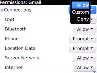 Scroll to Allow and press the Navigation key.