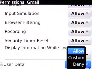 Scroll to Allow and press the Navigation key.