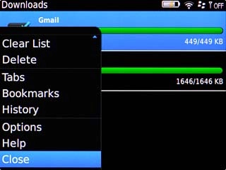 Scroll to Close and press the Navigation key.
