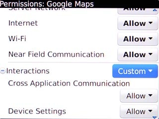 Highlight the drop down list next to Interactions and press the Navigation key.