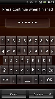 Key in the required phone lock code and press Continue.