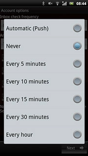 Press Automatic (Push), Never or the required interval.Please note:Every time your phone connects to the server to synchronise, data charges will apply.